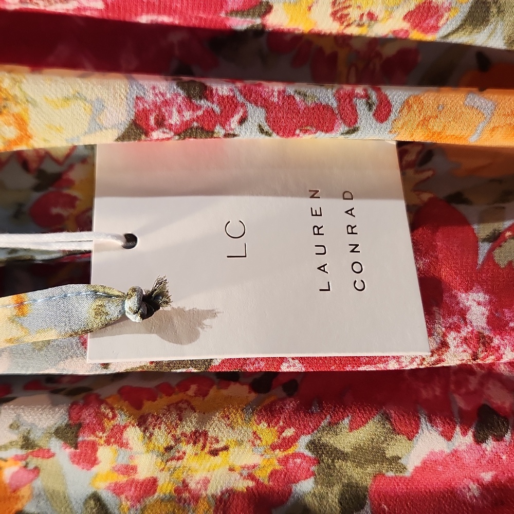 NWT Lauren Conrad Women's sz L Floral flowy lined Maxi Dress - Picture 3 of 9